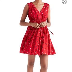 Madewell Magnolia Tie Back Red Floral Dress